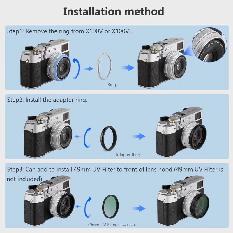 VBESTLIFE Action Camera Filter Adapter For Action 4, Aluminum