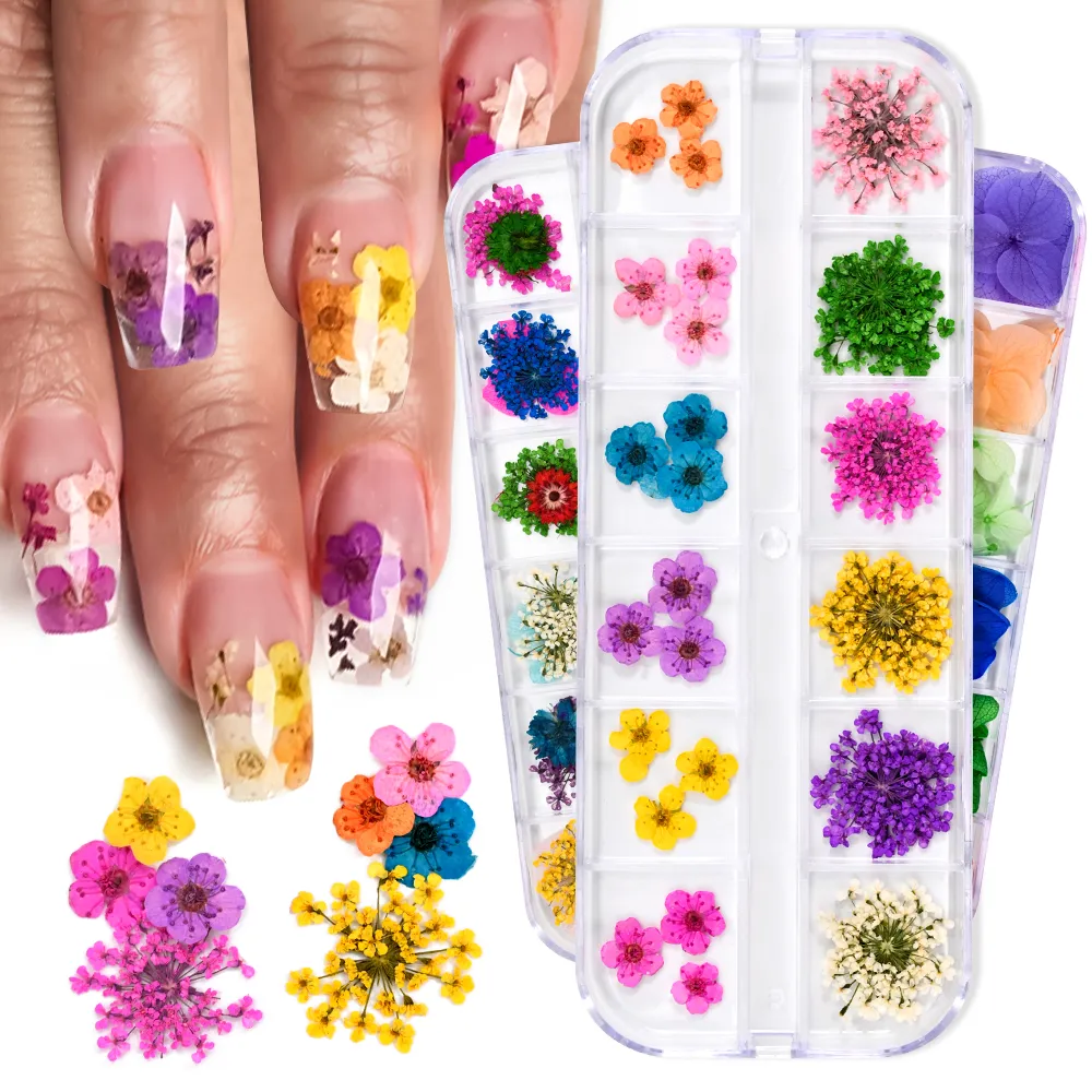 Tiny Pressed Flowers 324-Piece Dried Flowers Nail Art Kit - 81