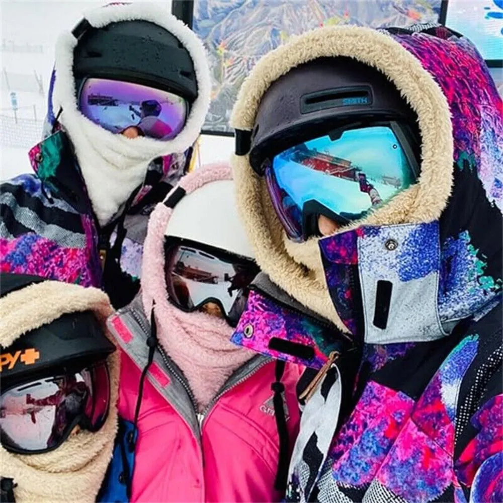 Women's Sherpa Balaclava Winter Hood - Fuzzy Ski Mask With