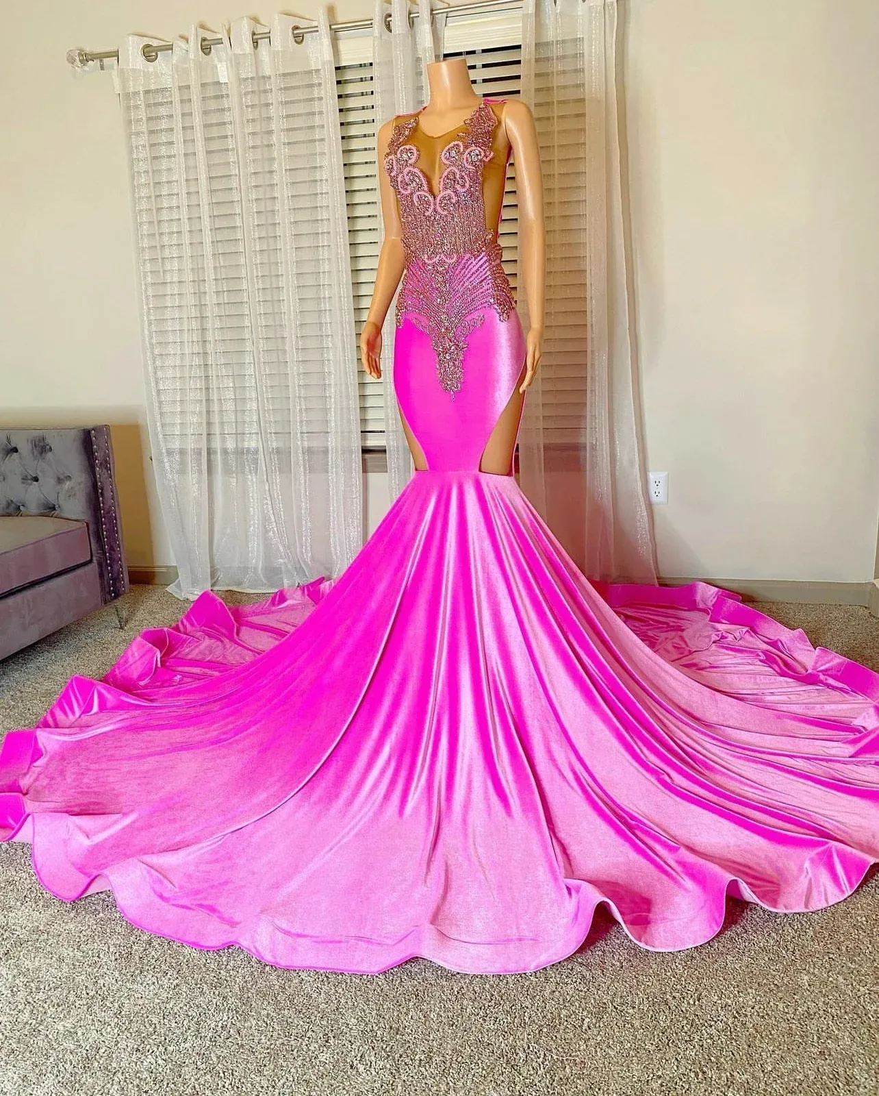 Luxury Pink Sheer Mermaid Prom Dresses For Women ... From Jjsfashion,  $165.51 | DHgate.Com