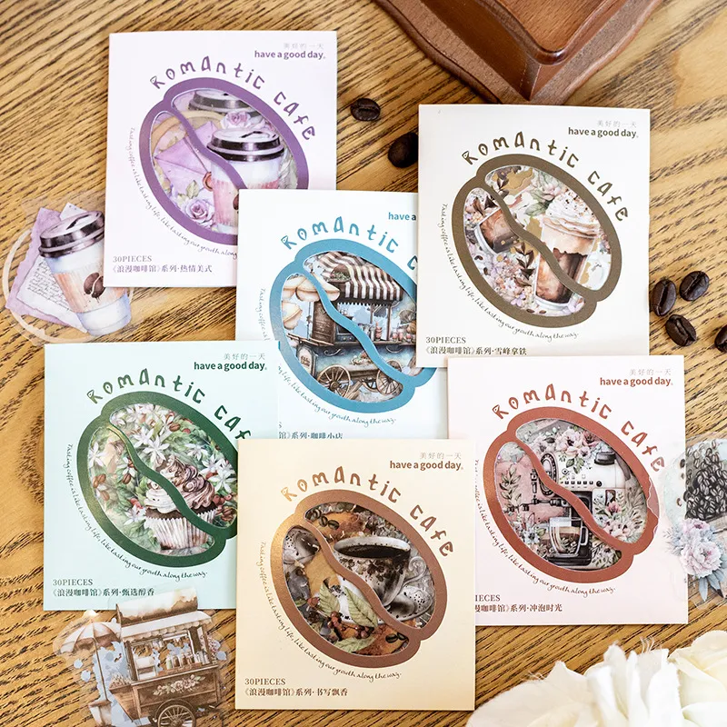 Vintage Coffee Theme cute stickers - 30 Pack Adhesive for DIY Projects ...