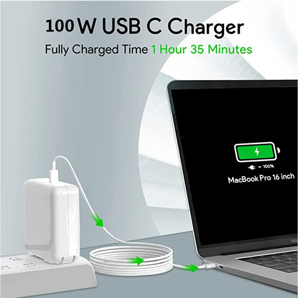 Charger Macbook Pro 2019 Usb Adapter Upgraded 100W USB-C Power