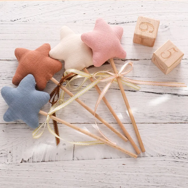Wooden Rattle Teether Toy Star Wand: Infant Play Gym Sensory Toy ...