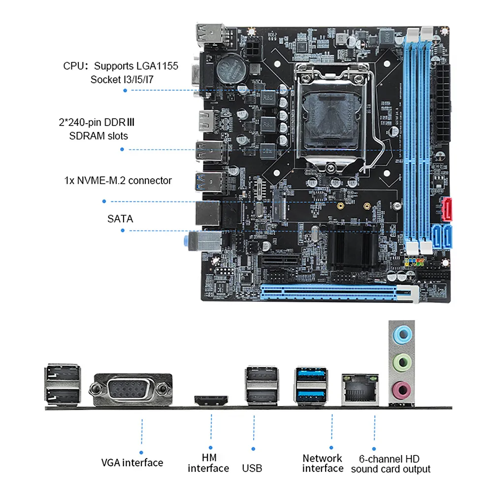 B75 Micro-ATX PC Motherboard Gaming Kit With Core i5 3570 Processor and 16GB Memory Kit DDR3 RJ45 Support 1066/1333/1600 MHZ