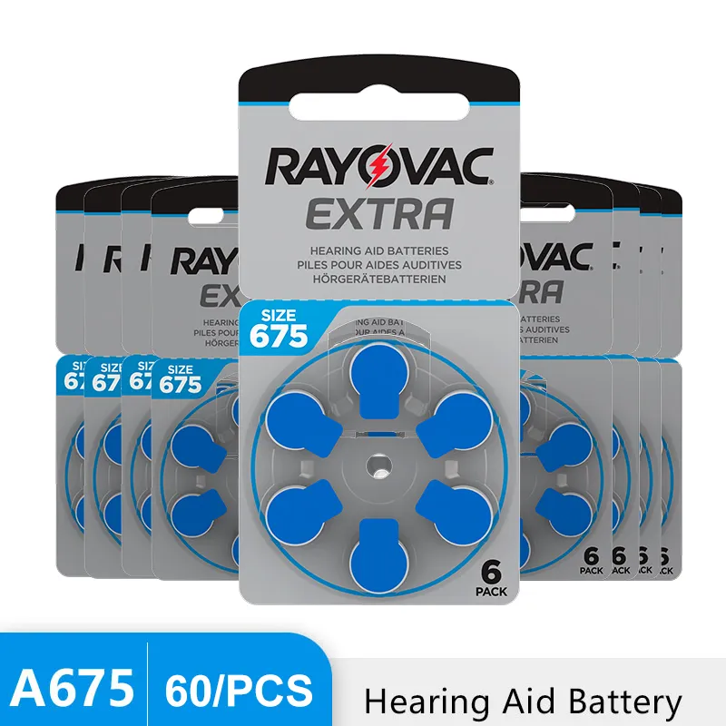 Rayovac 60 Pack A675 Zinc Air Hearing Aid Batteries, Size 675, Long ...