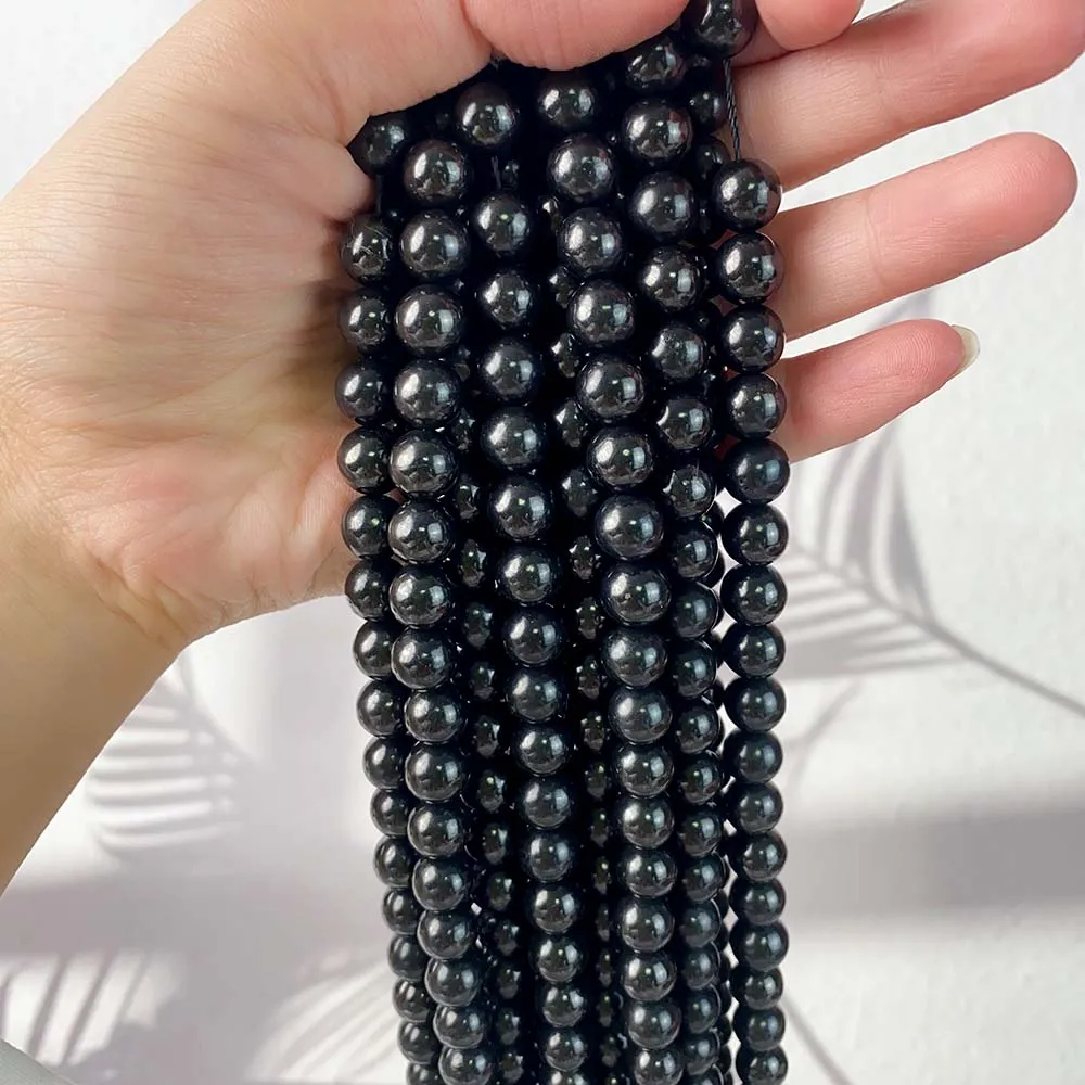 DHgate Black Shungite Beads Bracelet 6MM 8MM Natural Healing Crystal Jewelry for Men Women Jewelry