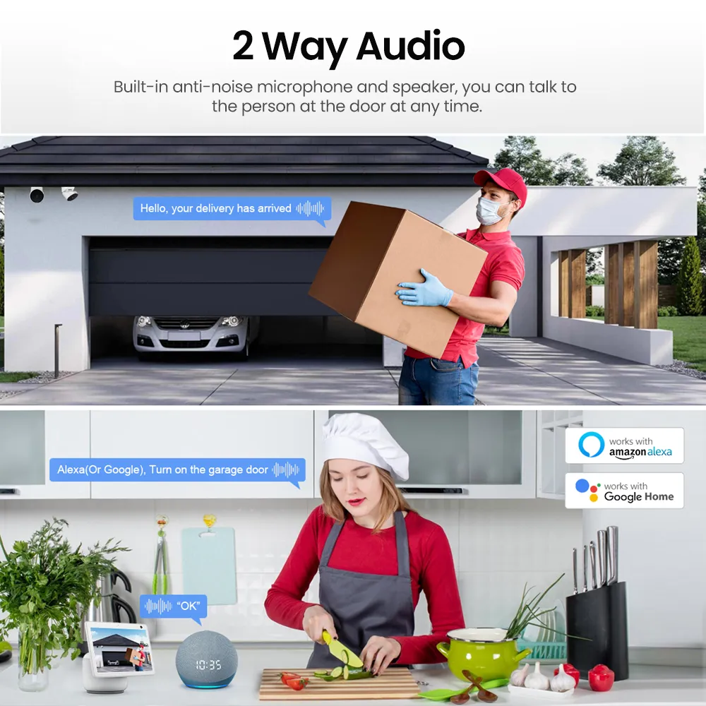 AVATTO Tuya Smart Full Form Garage Door Opener With Camera, WiFi 