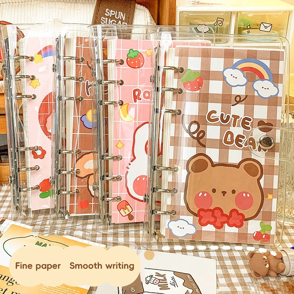 Lanpn Esthetische A6 6 ringband, 2 stuks, linnen harde kaft, kleine ronde ringen, fotokaartenmap, houder, planner, past op A6-papier voor kantoor, school, tijdschriftencollecties (beige