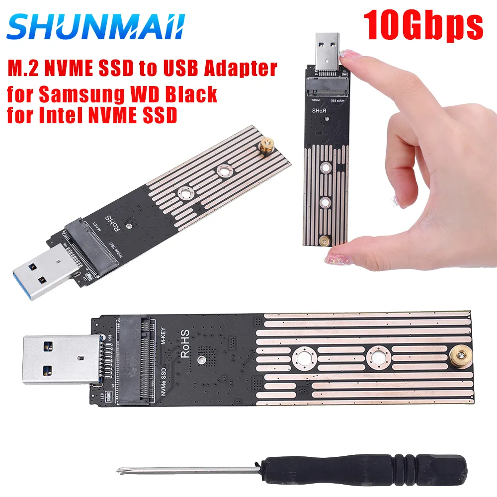 M.2 NVME SSD to USB Adapter USB3.1 Hard Disk Converter 10Gbps Gen 2 Convert Card for Samsung 970 960 Series for Intel NVME SSD