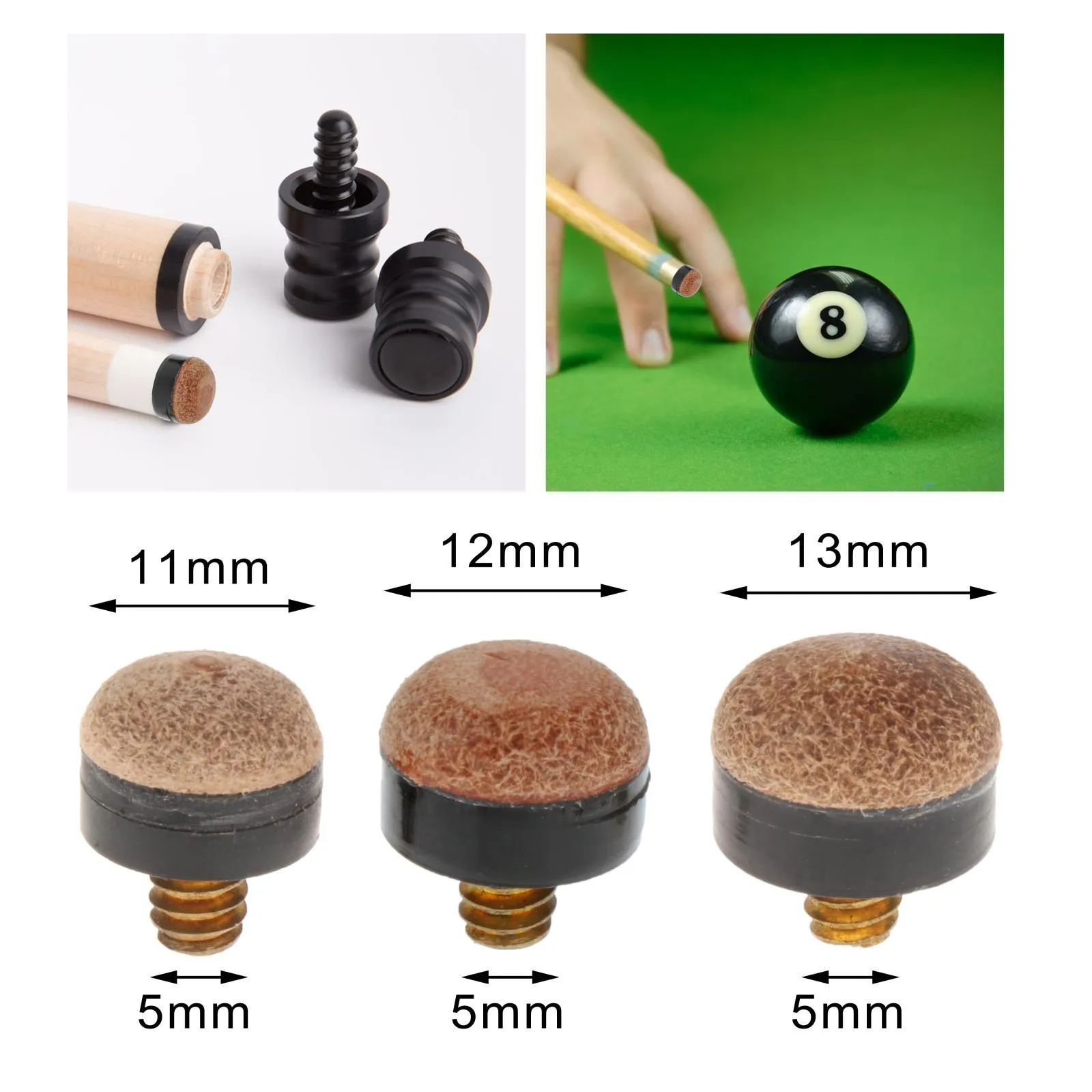 Billiard Cue Tips Durable Hard Pool Cue Tip Replacements For
