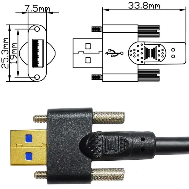 USB 3.0 AM With M3 Fixing Screw To Micro B With Fixing Screw M2 Hard Disk Computer Industrial Camera Cable