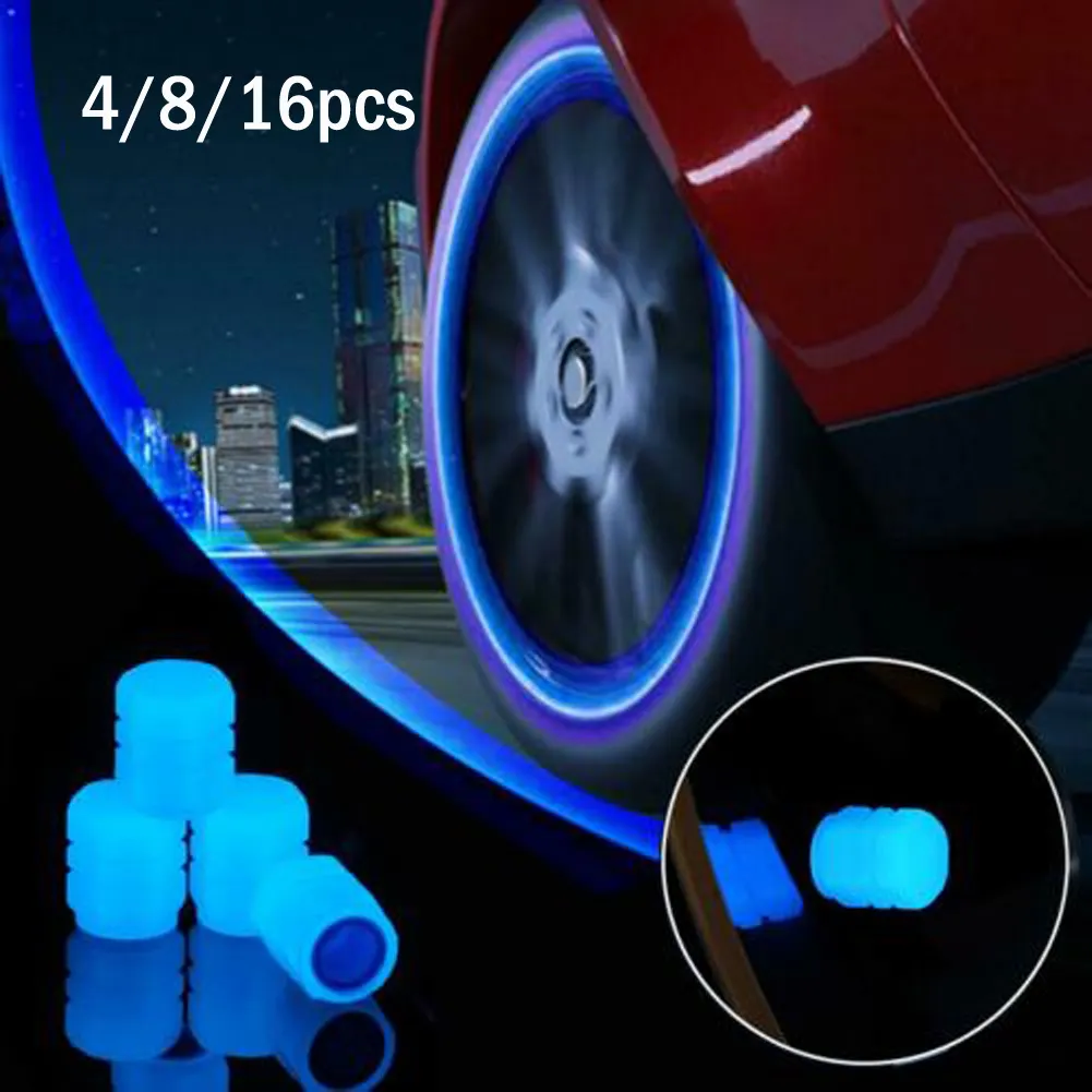 4 Tappi Valvola Luminosi Rossi Per Auto SUV - Coperchi Polvere Che Si Illuminano Al Buio