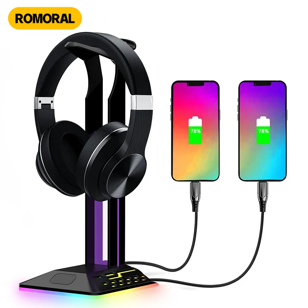 RGB Dual USB Gaming best noise cancelling headset Stand with RGB Dual USB Gaming best noise cancelling headset Stand with