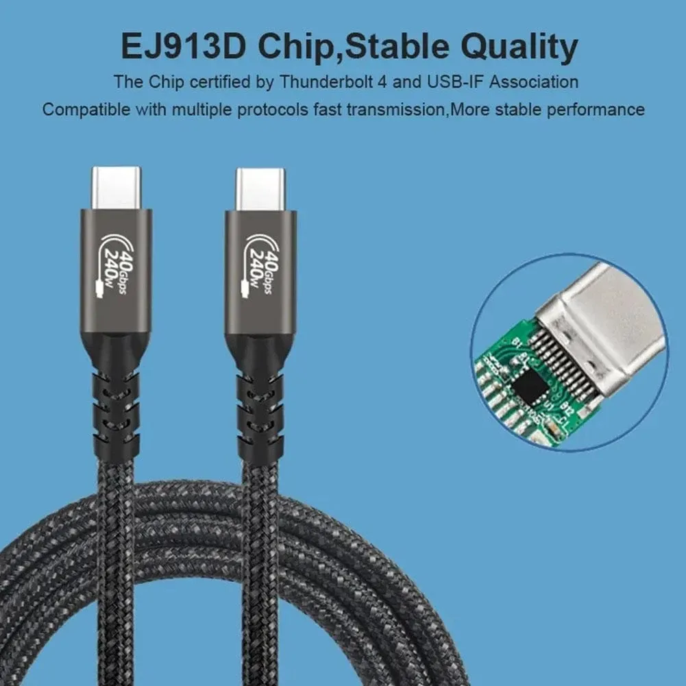 USB4 240W Cable Compatible Thunderbolt 4/3 40Gbps USB C 8K Video Full Feature Type C Cable for M1 Macbook Pro Hard Disk USB 4.0