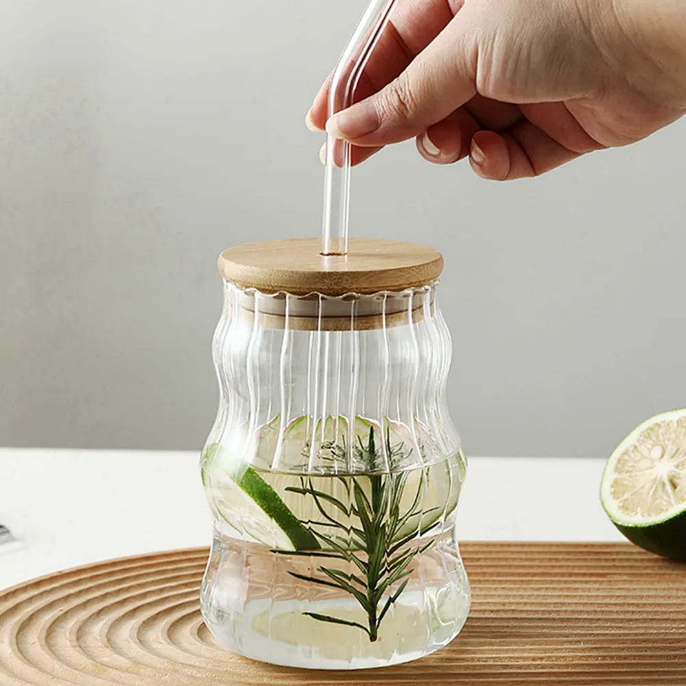 Drinking Glasses With Bamboo Lids And Straw 500ML... From Ddmyjan, $38.11 |  DHgate.Com
