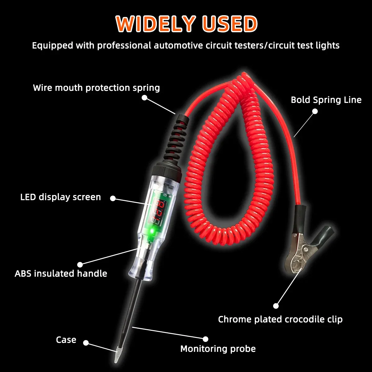 Digital Voltage Circuit Tester – 6V/12V/24V Automotive Test Light With Voltmeter Display