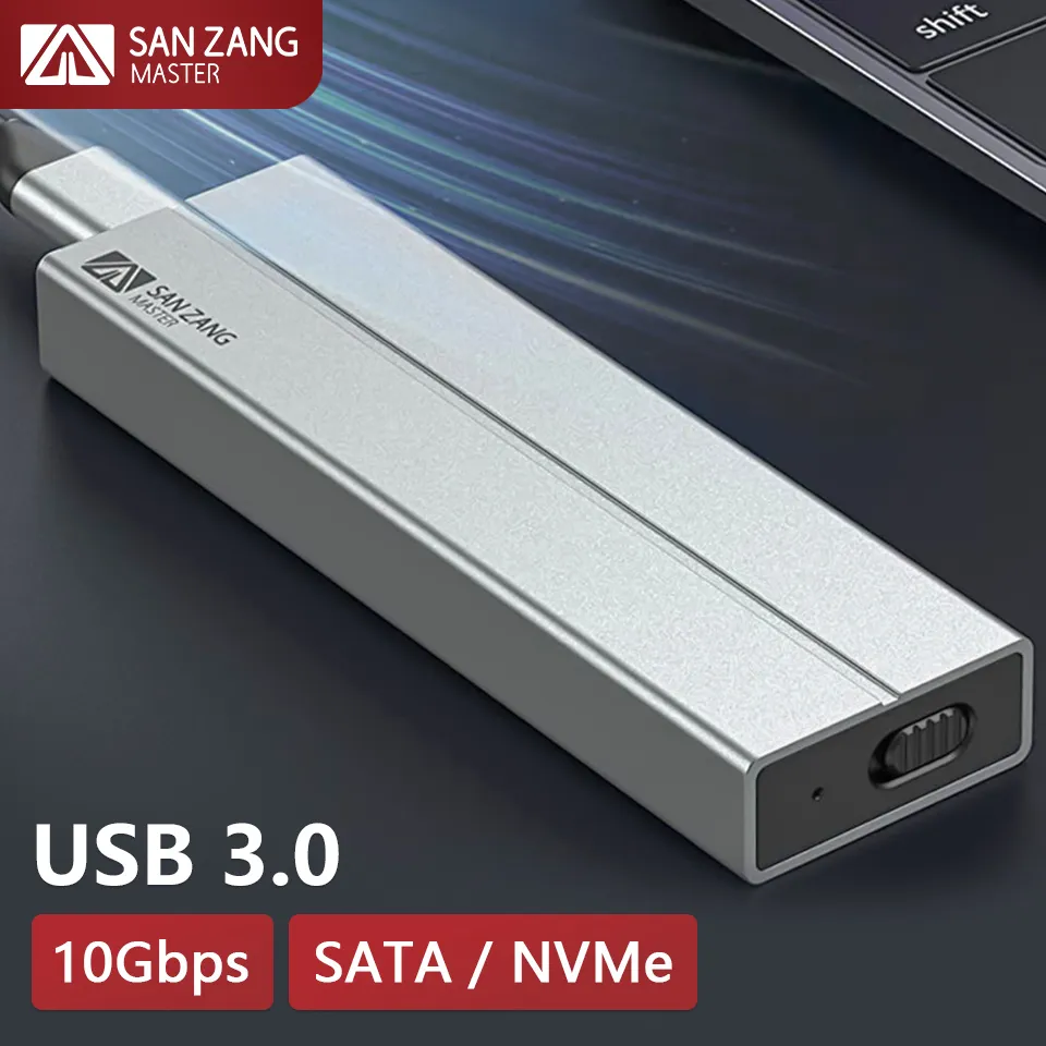 SANZANG M.2 NVMe SSD Enclosure NGFF SATA External Case M2 USB 3.2 Type C Hard Disk House B&M Key HD Storage Box for PC Laptop