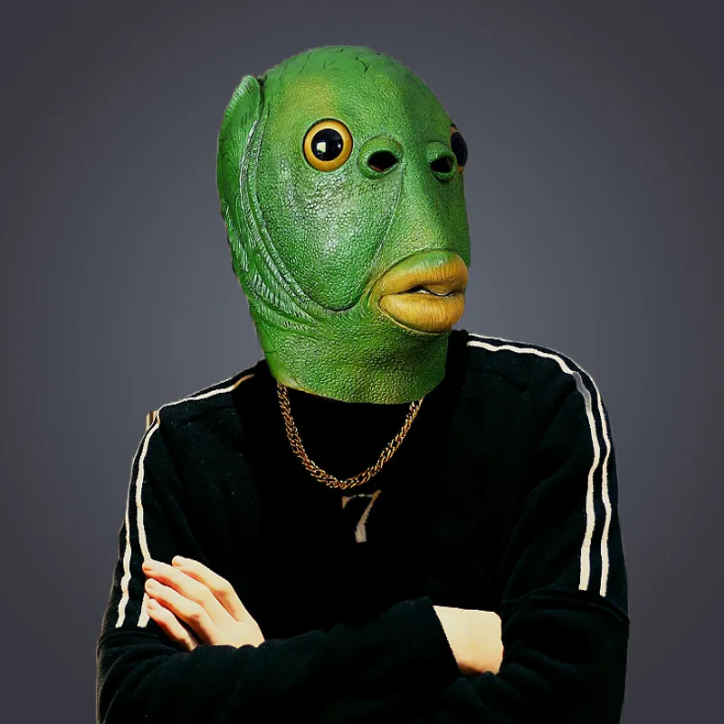 Weird Green Fish Mask Latex Green Fish Headgear Party... From Ddmyearth ...