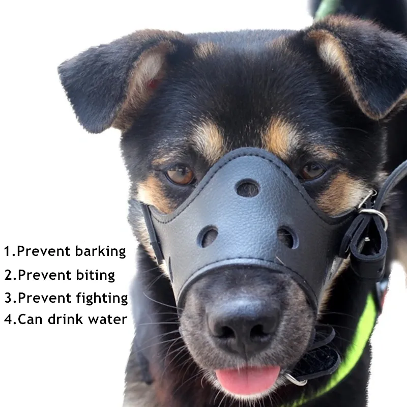 Dog vocabulary Muzzle PU Leather Anti bite