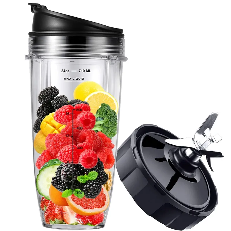 DHgate 24OZ Ninja Blender Cups with 7 Fins Blade Accessories Replacement Parts for Ninja Blender BL450 30 BL456 30 BL480 30 Household Appliances