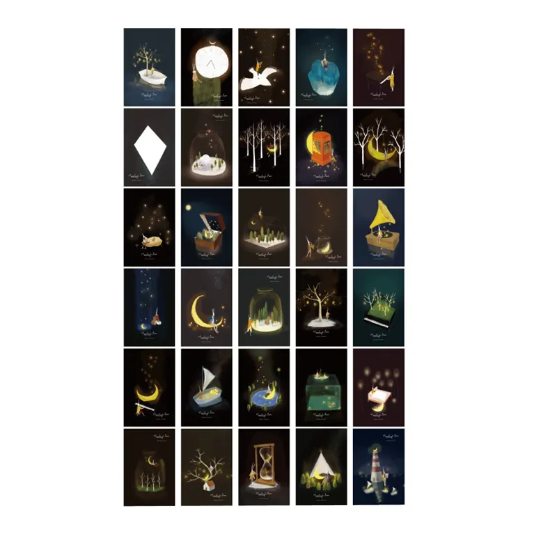 30 Sheets Luminous Postcards Set, Noctilucous Greeting Cards, Creative ...