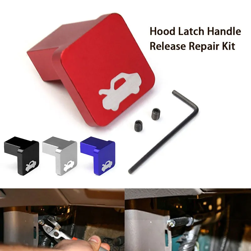 thumbnail image 2 of Red Aluminum Hood Release Latch Handle Repair Kit For 96-11 Honda Civic Ridgeline Element CR-V 2 of 6