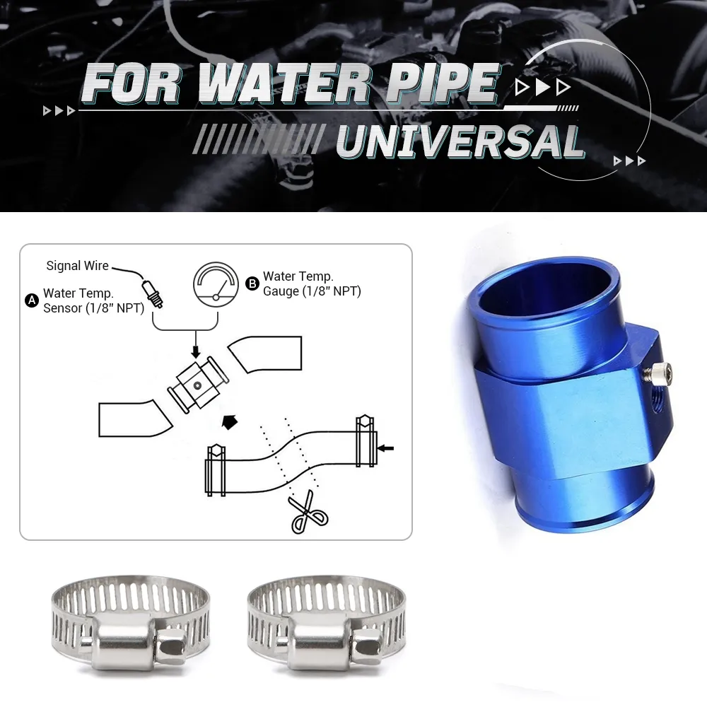 thumbnail interactive-video image 1 of 2 Inch Water Temperature Gauge & 32mm/1.25" Radiator Hose Fitting Sender Kit - American Volt 1 of 3