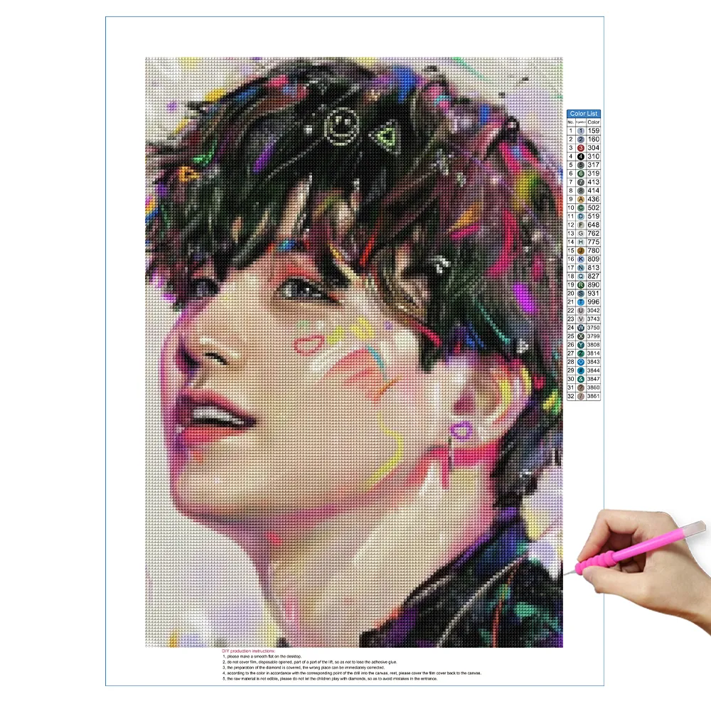 K Pop Rhinestone Patterns 5D DIY Diamond Painting Kits: Korean Pop Star Inspired Diamond ...