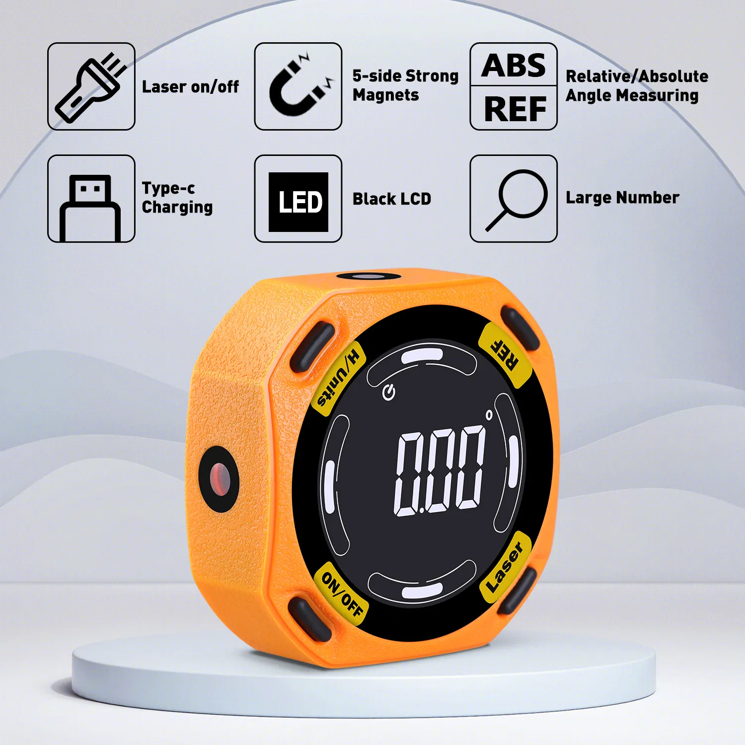 Digital Angle Finder, Portable Waterproof Large LCD Display Green