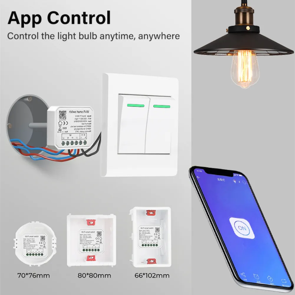 Smart Life Light Switch Module: 2 Gang WiFi Mini DIY Light Switch ...