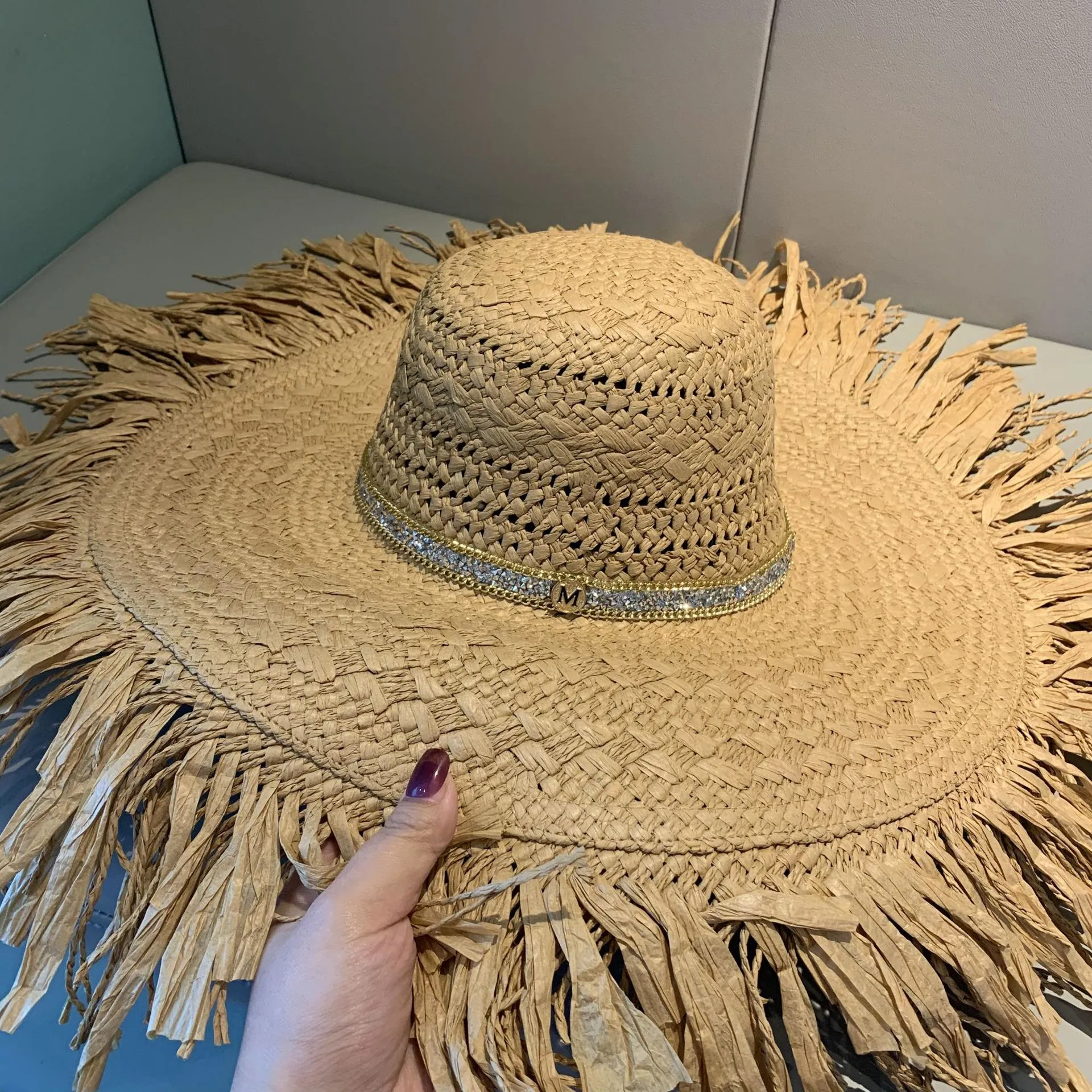Mens Straw Beach Hats Wide Brimmed Sun Hats Natural Woven Sun Hat