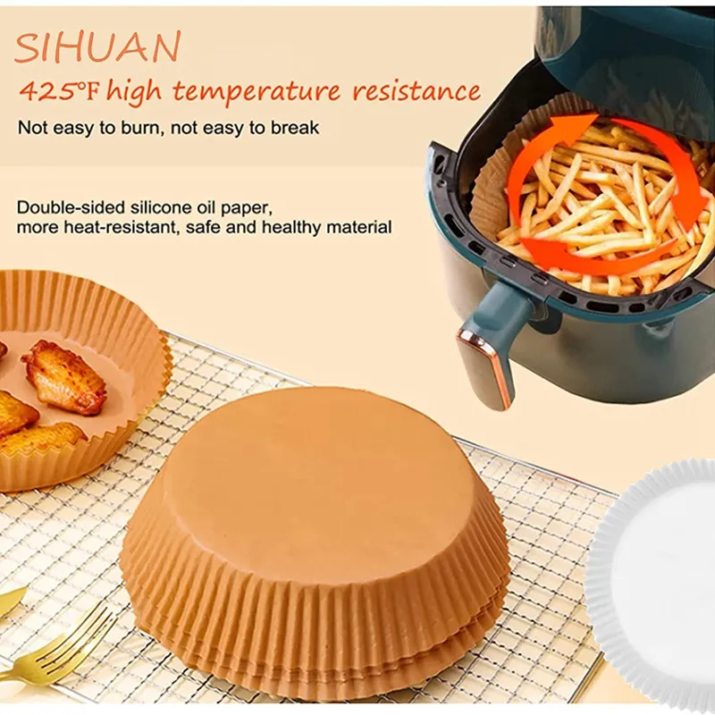 100-Pack Air Fryer Paper Liners | 6.5" Square, Non-Stick & Oil-Proof | For Baking, Microwaving & Easy Cleanup 9 thumbnail image