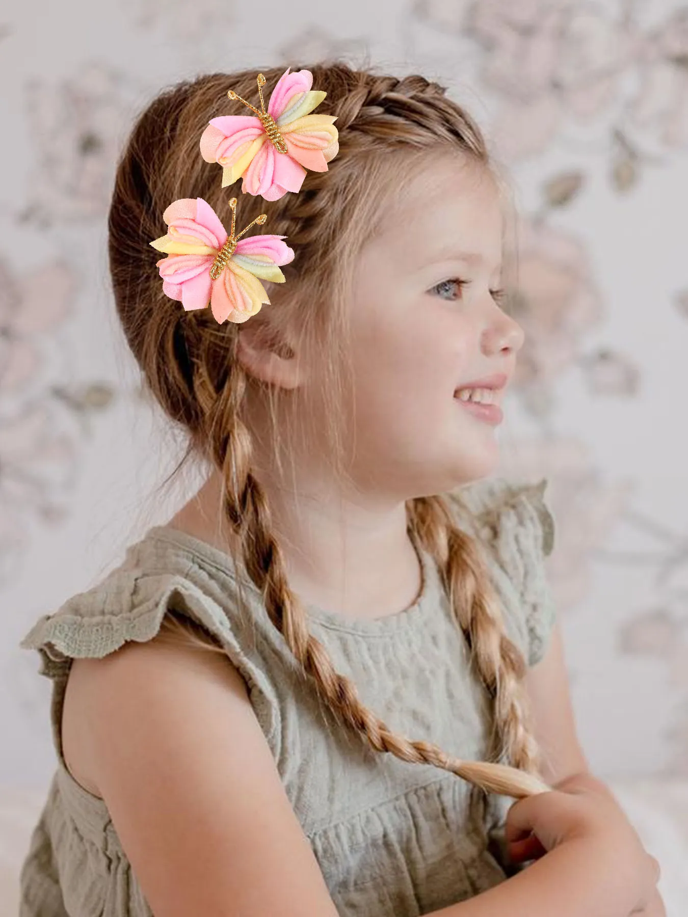 thumbnail image 2 of 2PCS Butterfly Pearl Hair Ties - White Beaded Elastics With Blue Butterflies For Girls, Women & Toddlers 2 of 4