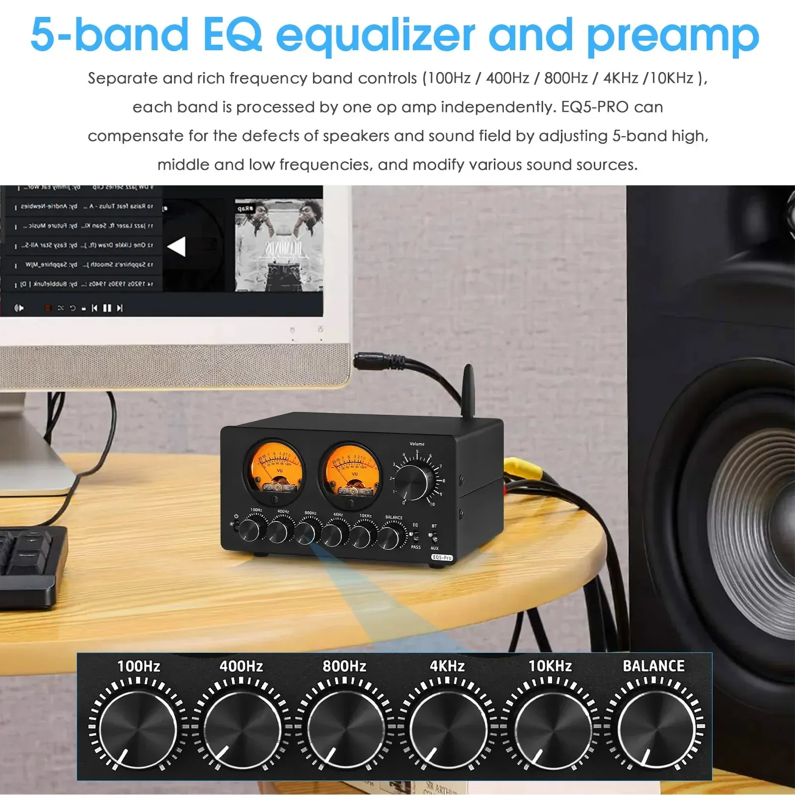 The Equalizer Home Audio Equalizer Stereo EQ Equalizer, Stereo EQ Preamp, High Medium Low 3 Band Sound Channel Balance Volume Control Preamp For Home Stereo 3 Band Equalizer Graphic Equalizer