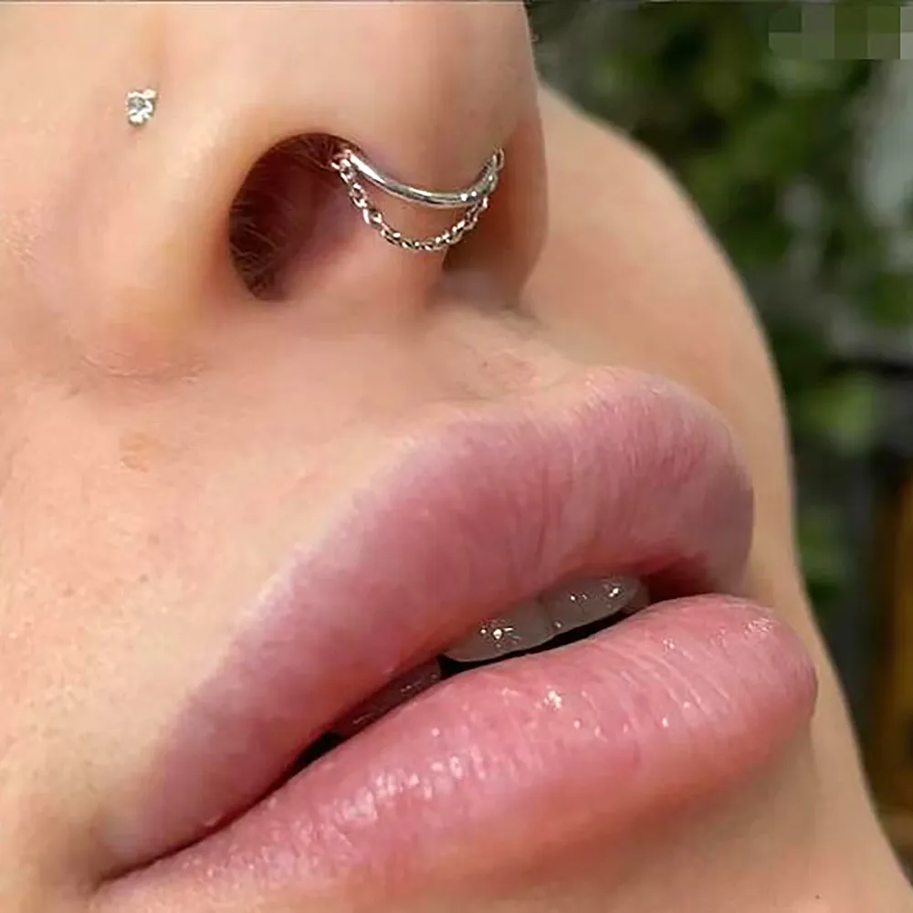 Titanium Hinged Septum Ring With Chain Nose Ring Cartilage Earring Helix Lobe Piercing From Ddmyapr 8.65 DHgate.Com