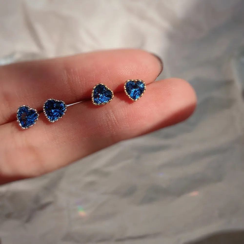 XUPING Heart Stud Earrings For Women 14K Gold Plated Cubic Zirconia Earrings Small Dainty Hypoallergenic Fashion Jewelry Gifts