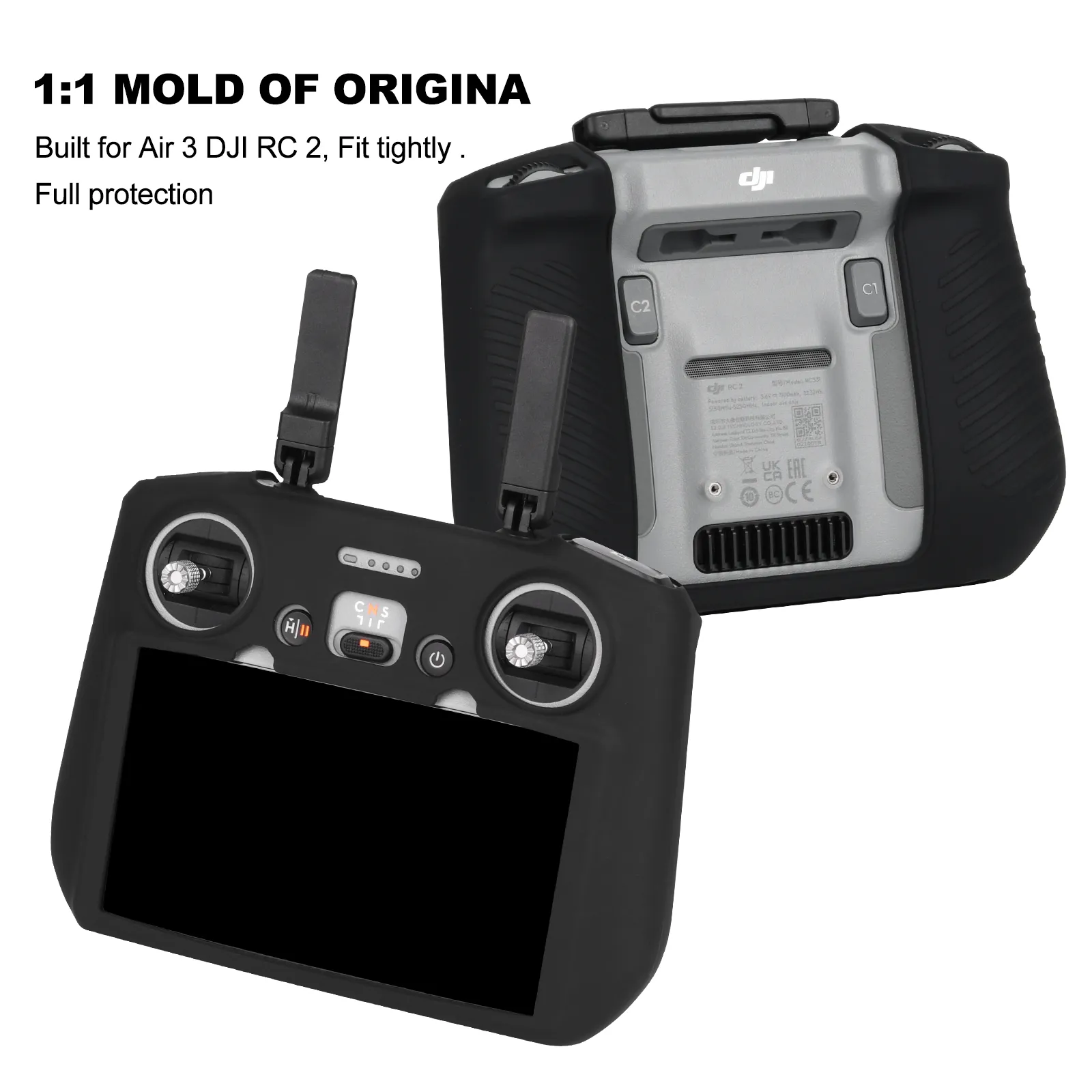 Custodia In Silicone Morbido Per Telecomando DJI Air 3 / Air 3S RC 2 – Antiurto, Antigraffio, Sensazione Premium (Nero)