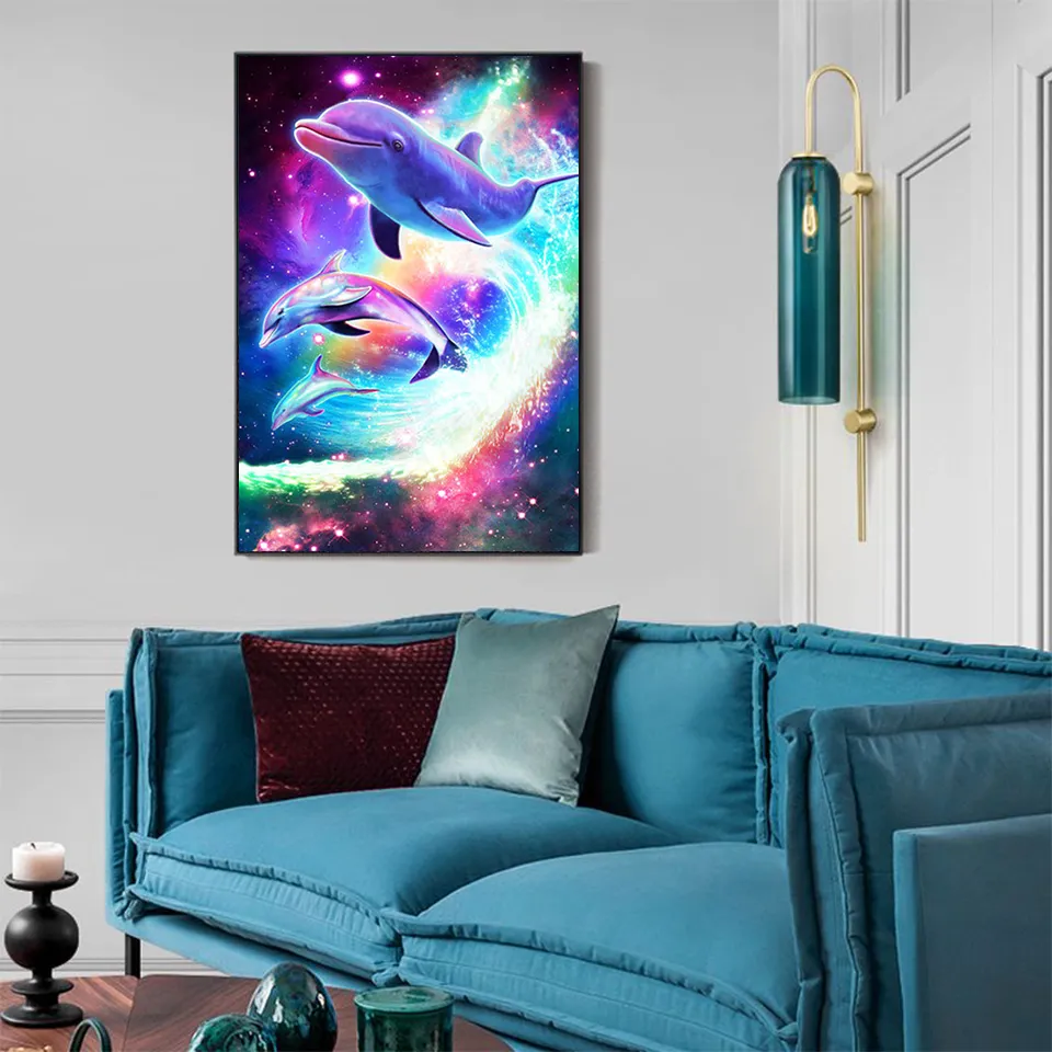 DIY 5D Diamond Painting Full Square Drill Kit - 12x16 Inch Dragon Wall Art Craft