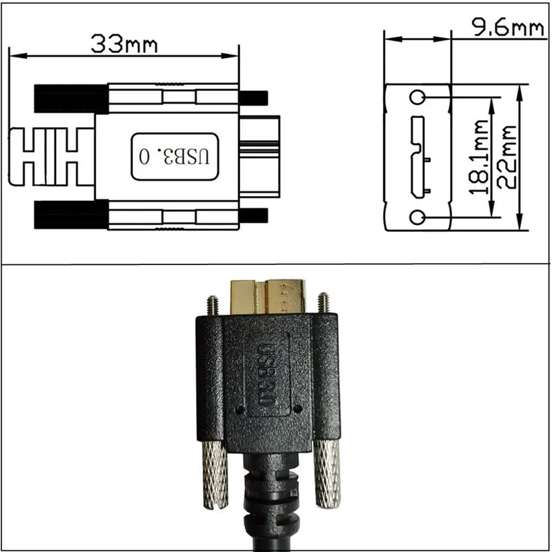 USB 3.0 AM With M3 Fixing Screw To Micro B With Fixing Screw M2 Hard Disk Computer Industrial Camera Cable