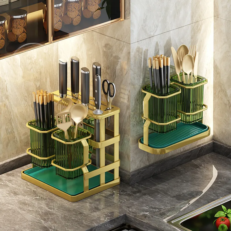 Kitchen Countertop Cutlery Holder Wall Mounted Utensil Organizer Rack ...