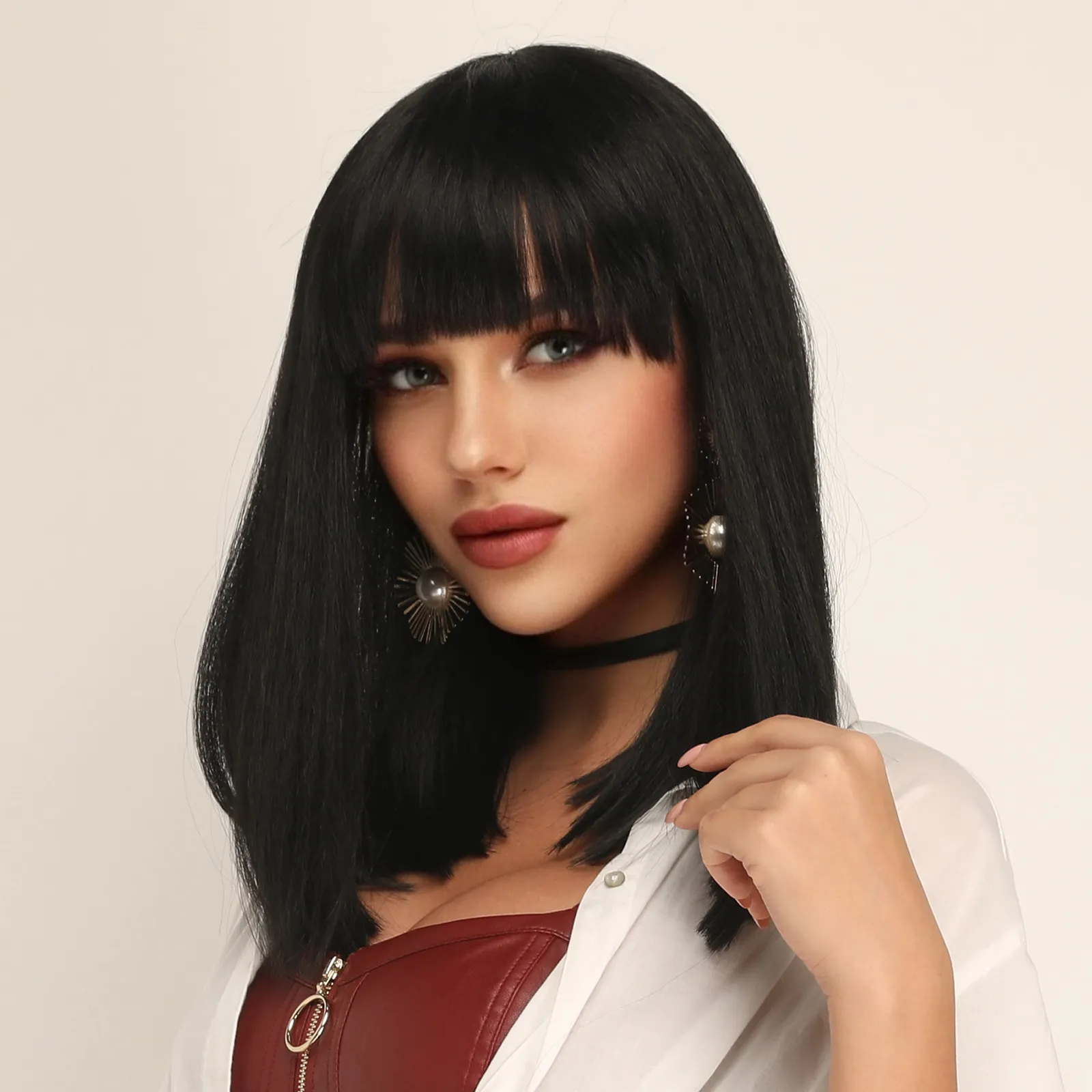 Off black dark brown wig Thick Freepart Wig 2020 Short Black Wigs: 14 Inch Bob Wig Straight Black To Brown  main image 2