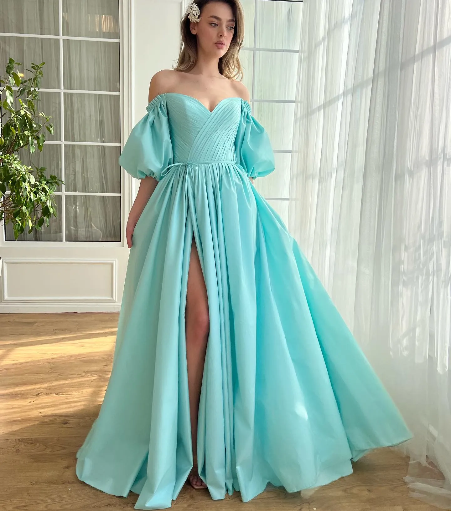Latest off shoulder short gown sale