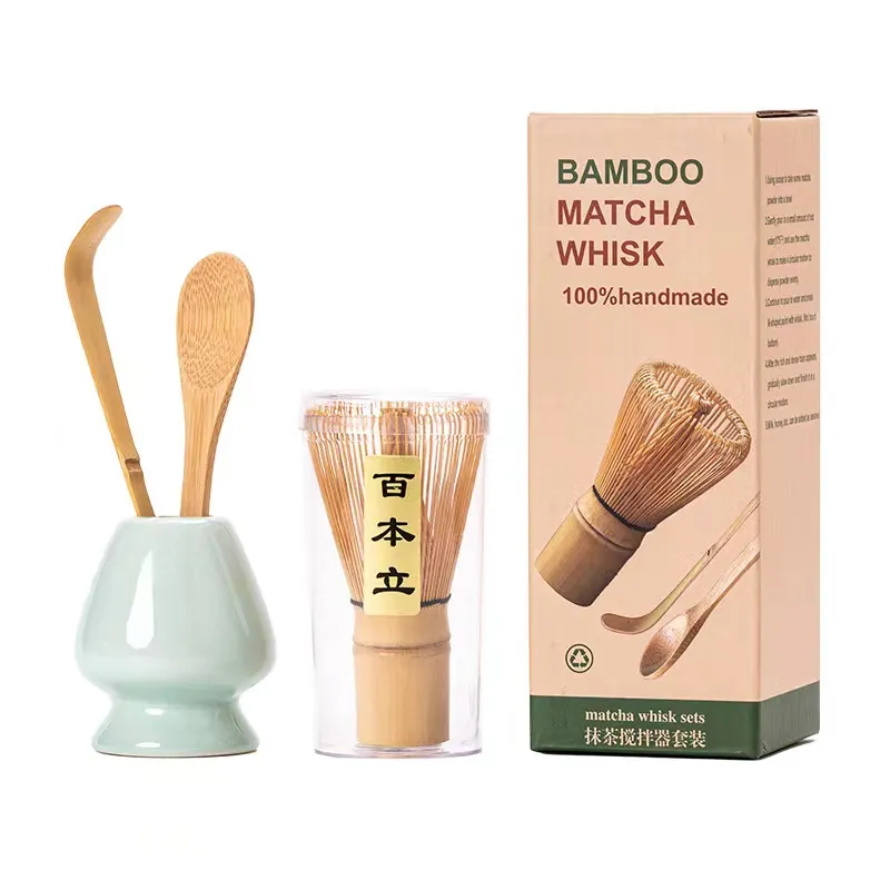 Set Matcha Cerimonia Del Tè Giapponese - Frusta Bamboo, Ciotola Ceramica, Set 5 Pezzi, Regalo Elegante - Foto 4