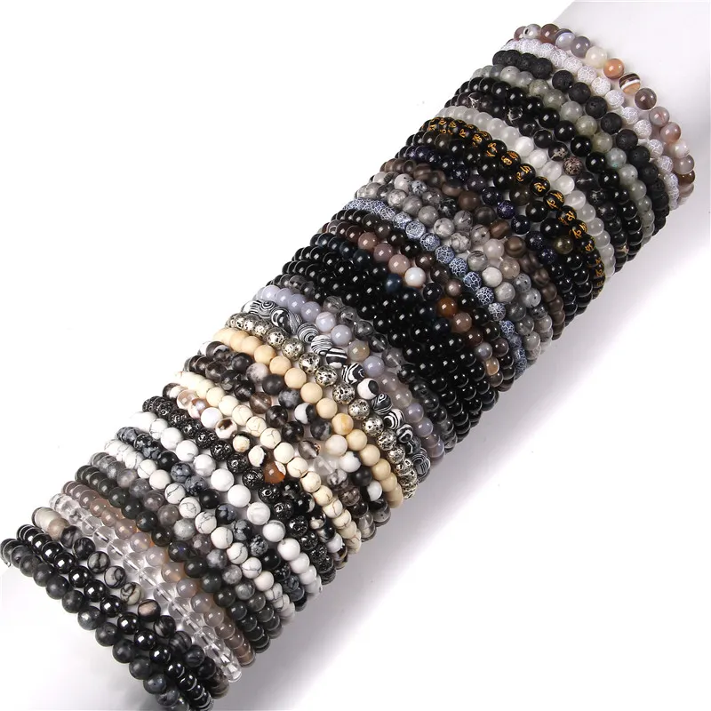 STONE BEAD BRACELET 6 MM COOL GREY STONE BEAD BRACELET 6 MM COOL GREY