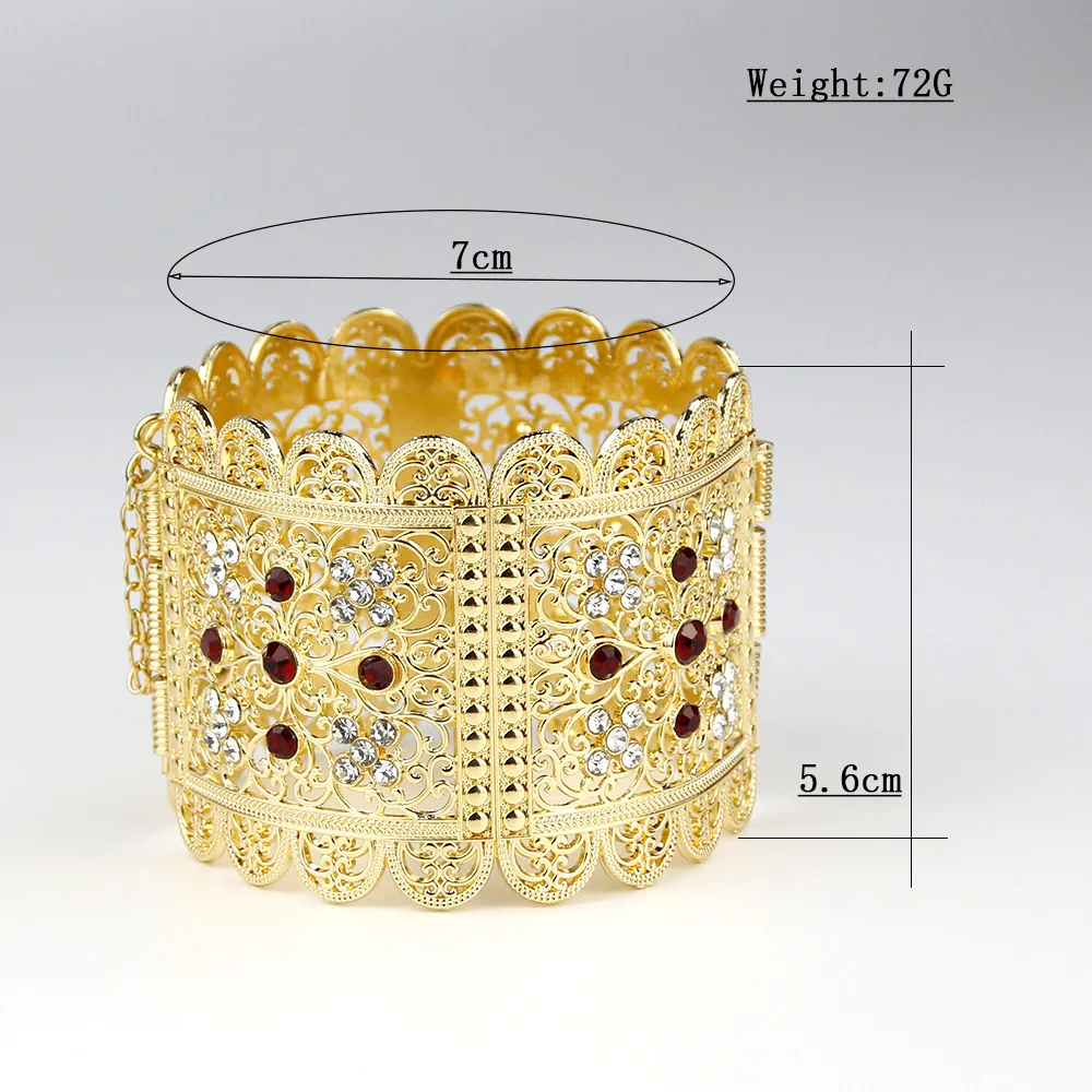 Sunspicems Gold Color Algeria Bangle Big Size For Women Crystal