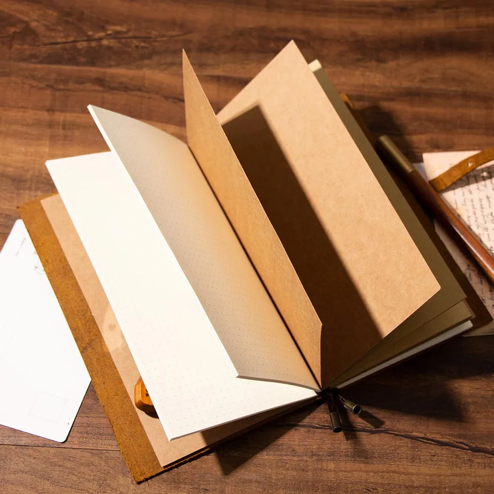 Moonster Leather Journal - Handmade Vintage Writing Notebook With Heart Embossed Cover, Unlined 240 Pages