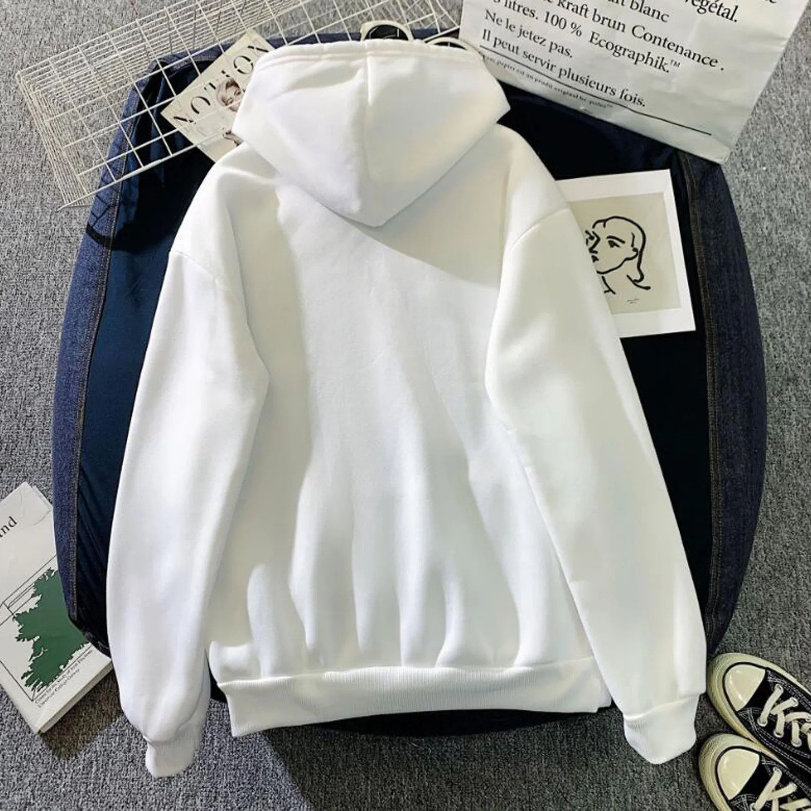 Los Angeles Dream Print white fox hoodie for Women - Long