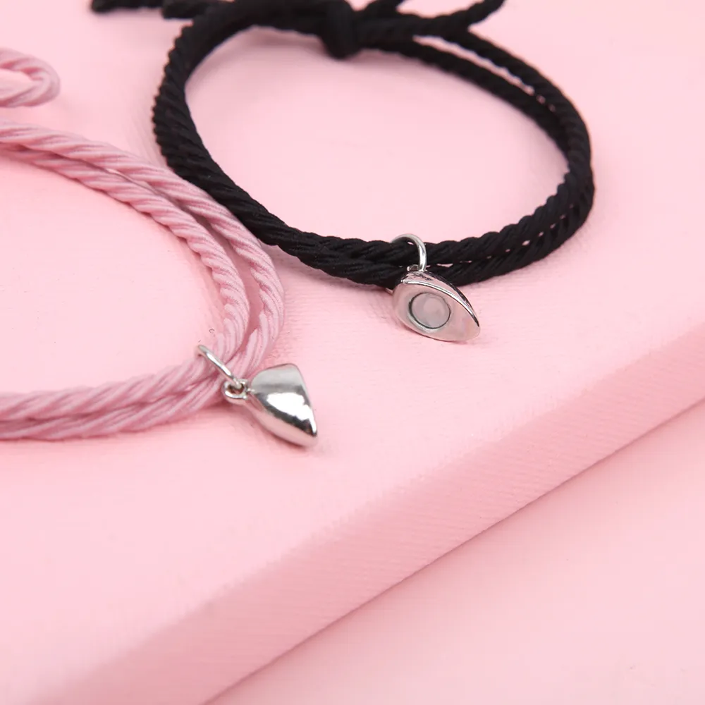 Two Heart Magnetic Bracelets For Lovers: Matching Couple