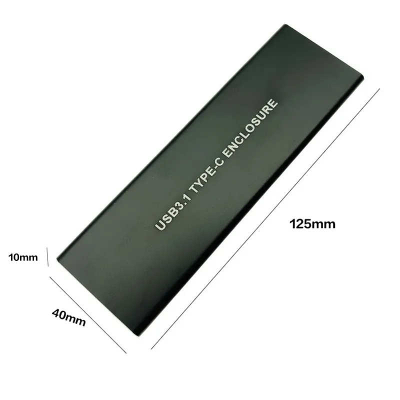 Aluminum USB 3.1 to M.2 SSD NVME HDD Enclosure NGFF PCI-E to Type C Connector Hard Disk Drive Case JMS583 SSD Box for Desktop PC