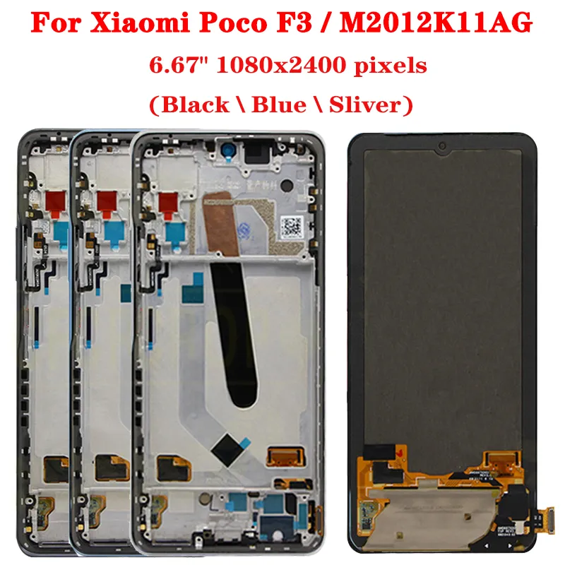 67 in AMOLED LCD Display Screen with Frame Touch Panel Digitizer for Xiaomi Poco F3 M2012K11AG